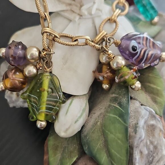 Monet Gold Bracelet With Glass Beads - Picture 2 of 5